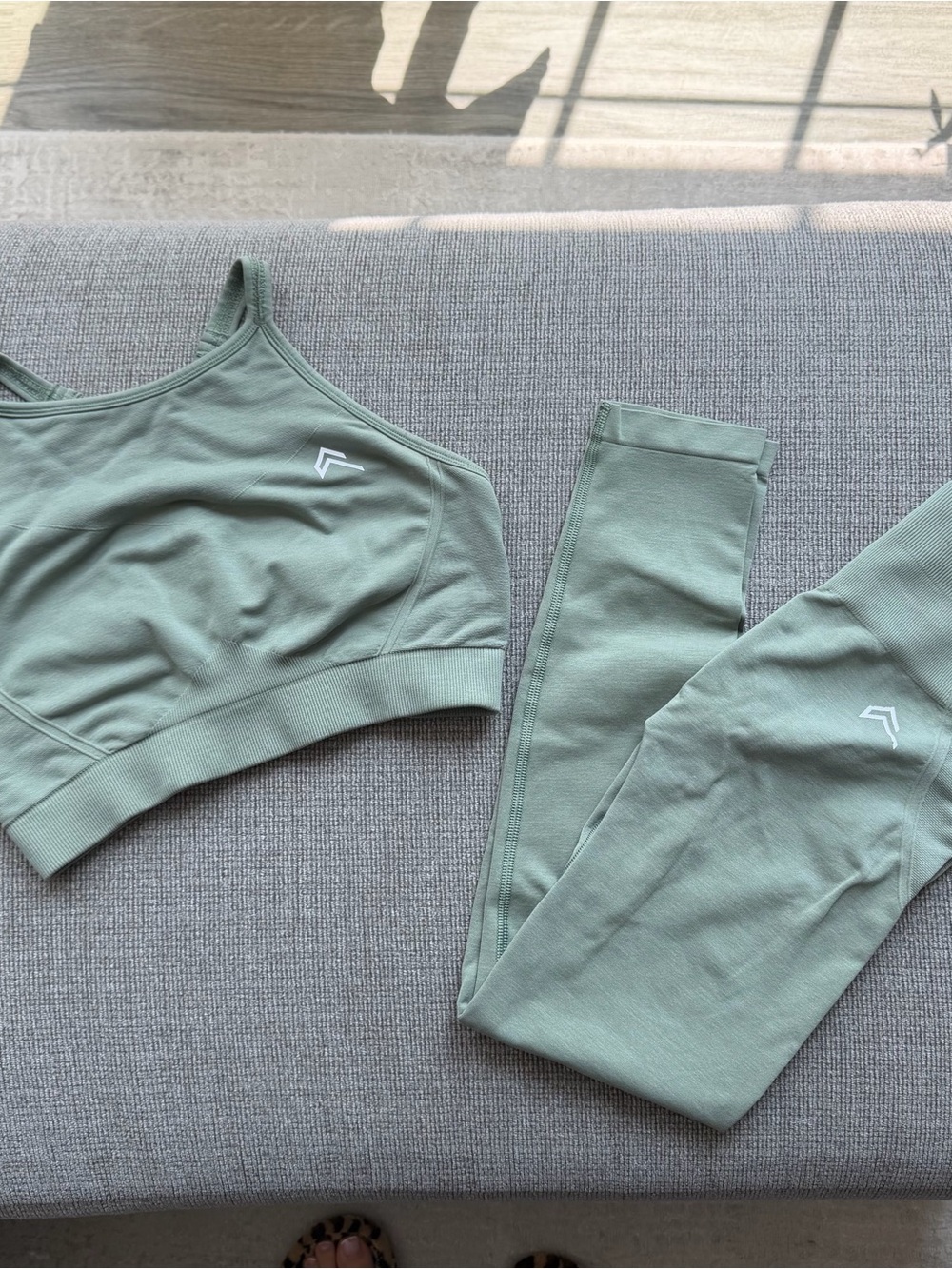 Oner Active Sage Green Effortless Sports Bra and Leggings Set